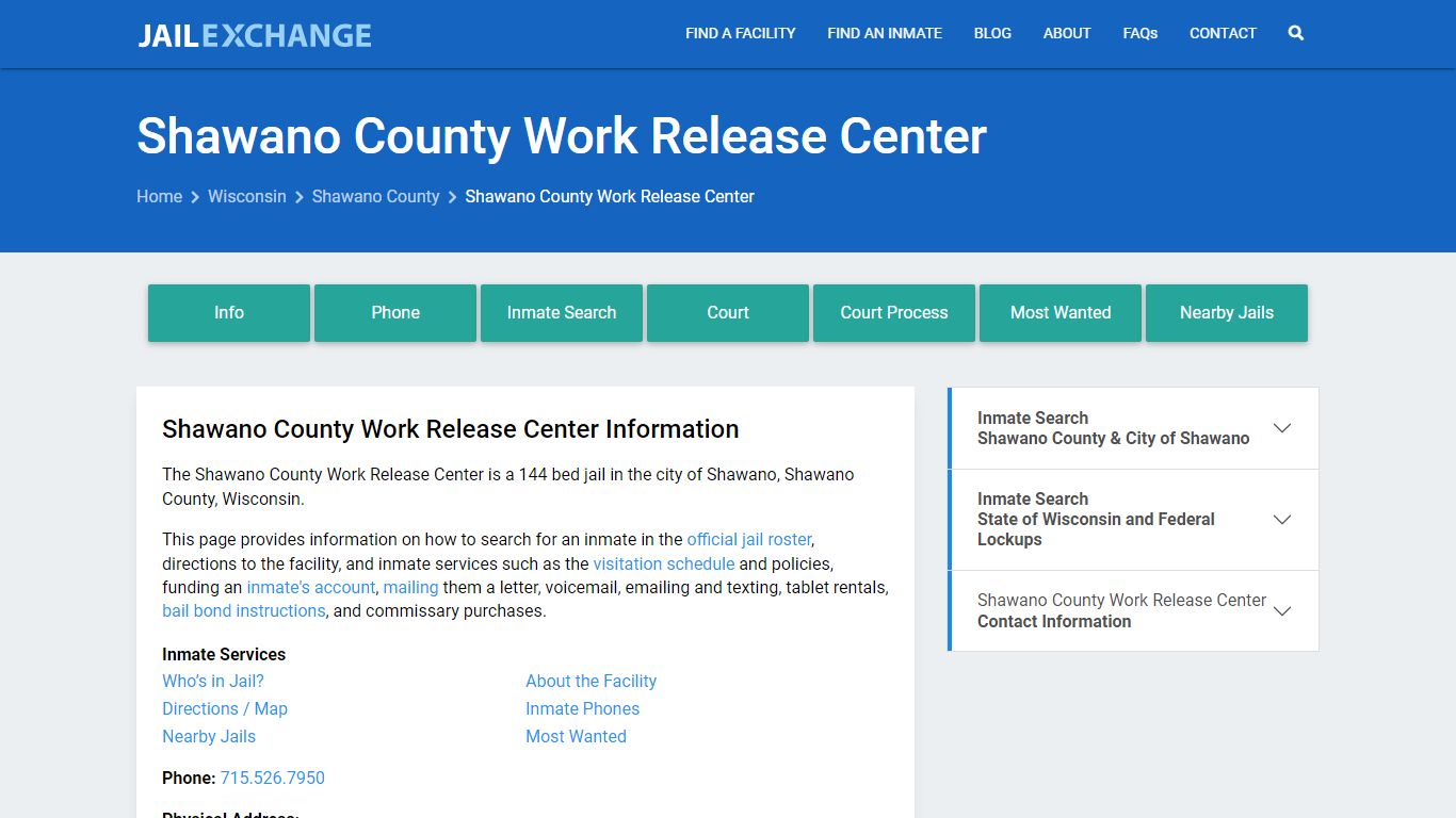 Shawano County Work Release Center - Jail Exchange